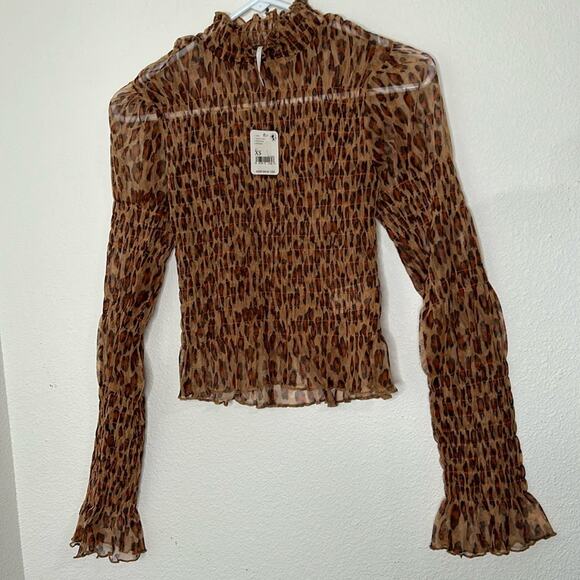 $88 NWT Free People Hello There Top Leopard Combo Size XS - Picture 4 of 9